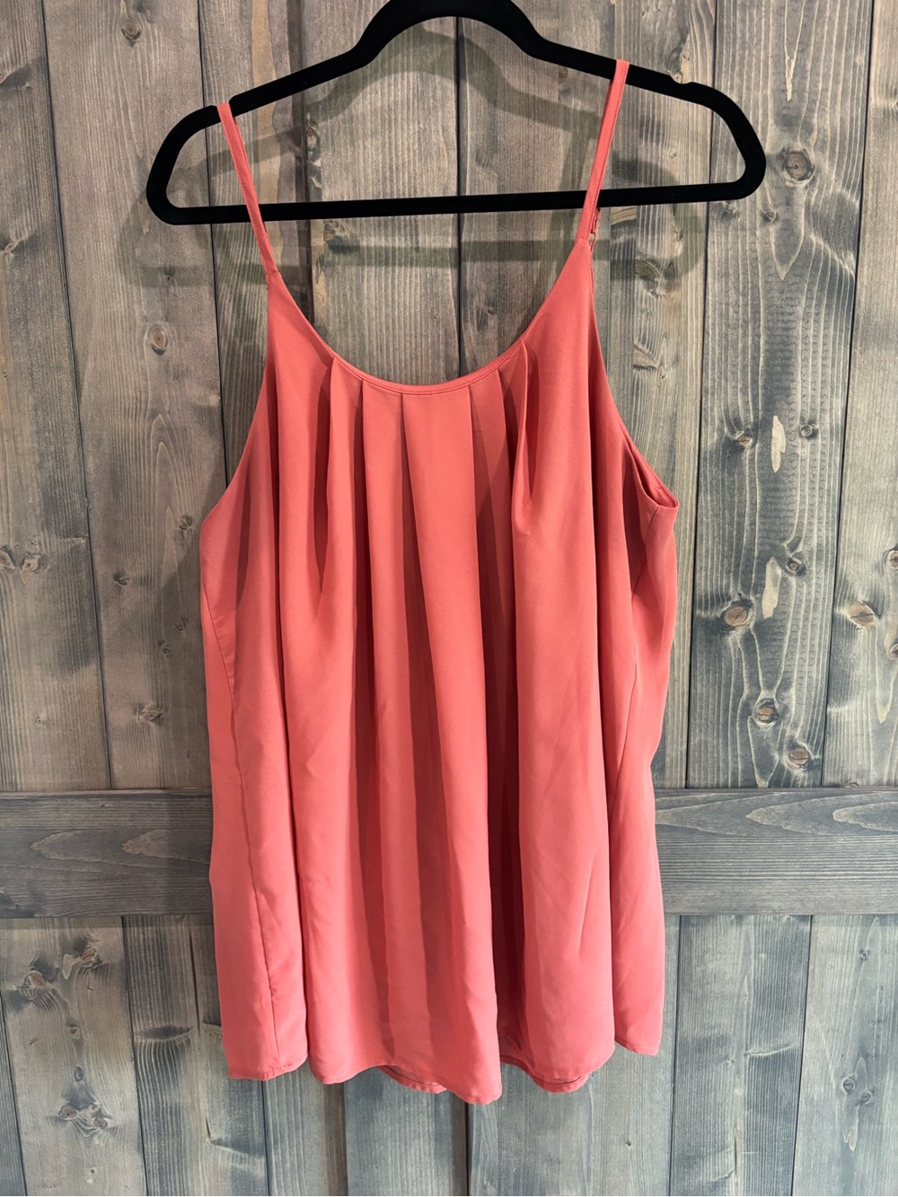Zenana Outfitters Coral Pink Pleated Spaghetti Strap Camisole Top